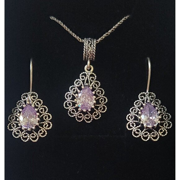 Hand Crafted Jewelry - 925 Sterling Silver Turkish Filigree Wedding Jewelry Set for Women, HandmadeGift